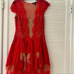 BCBG  MaxAzria Red Lace Cocktail Dress